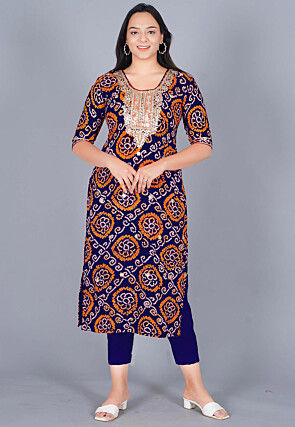 Gota Embroidered Pure Chinon Crepe Pakistani Suit in Royal Blue
