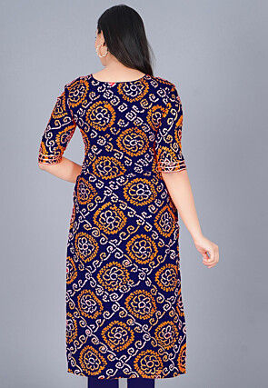 Gota Embroidered Pure Chinon Crepe Straight Kurta in Royal Blue