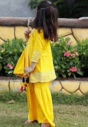 Gota Lace Cotton Pakistani Suit in Yellow