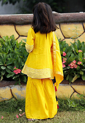 Gota Lace Cotton Pakistani Suit in Yellow