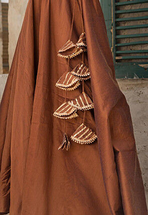 Gota Lace Cotton Silk A Line Suit in Brown