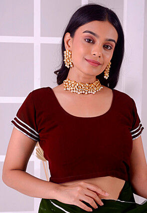 Gota Lace Georgette Blouse in Maroon