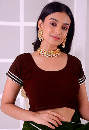 Gota Lace Georgette Blouse in Maroon
