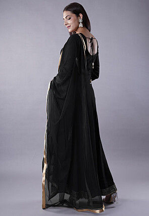 Gota Lace Rayon Abaya Style Suit in Black