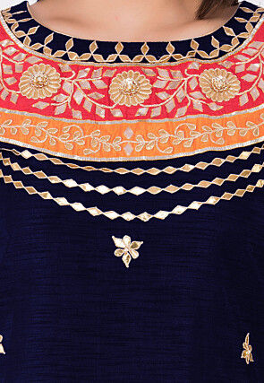 Gota Patti Bhagalpuri Silk Punjabi Suit in Blue