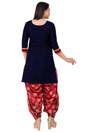 Gota Patti Bhagalpuri Silk Punjabi Suit in Blue