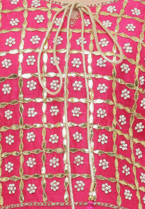 Gota Patti Chanderi Silk Straight Suit in Fuchsia