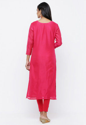 Gota Patti Chanderi Silk Straight Suit in Fuchsia