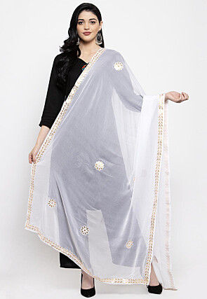 Gota Patti Chiffon Dupatta in White