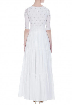 Gota Patti Cotton Abaya Style Suit in White