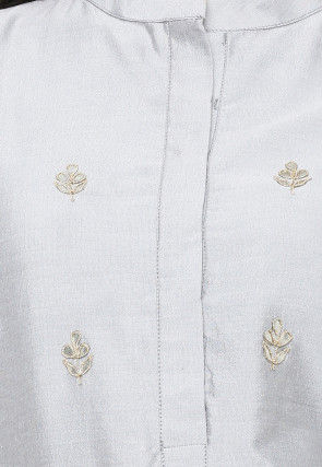 Gota Patti Cotton Silk Straight Suit in Light Grey