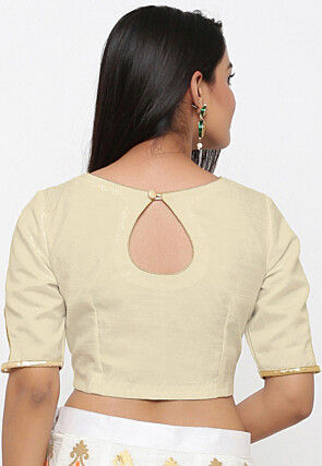 Gota Patti Dupion Silk Blouse in Beige