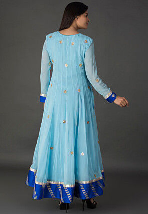 Gota Patti Georgette Abaya Style Suit in Sky Blue