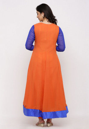 Gota Patti Georgette Anarkali Suit in Orange