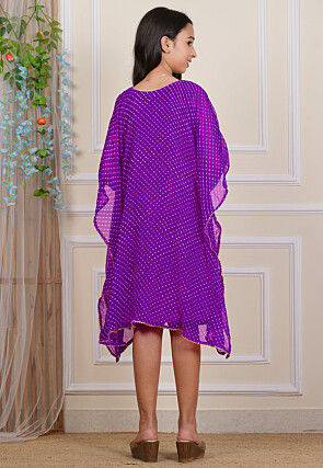 Gota Patti Georgette Kaftan in Purple