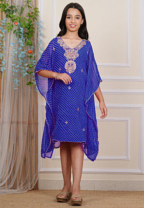 Gota Patti Georgette Kaftan in Royal Blue