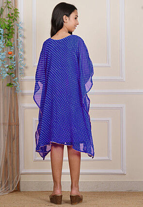 Gota Patti Georgette Kaftan in Royal Blue