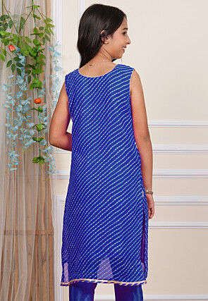 Gota Patti Georgette Straight Kurta in Royal Blue