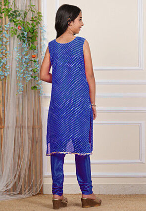 Gota Patti Georgette Straight Kurta Set in Royal Blue