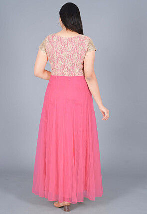 Gota Patti Net Anarkali Kurta in Pink