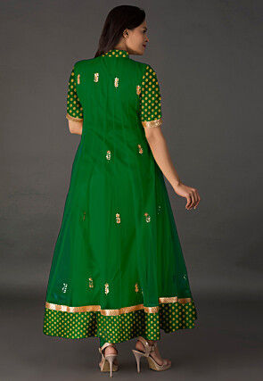 Gota Patti Net Anarkali Suit in Green