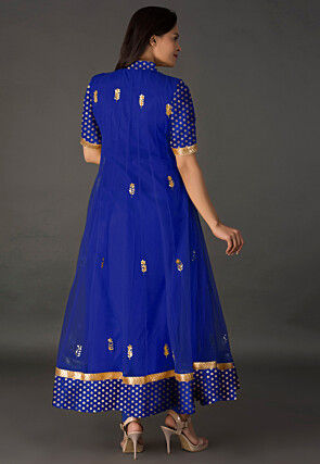 Gota Patti Net Anarkali Suit in Royal Blue