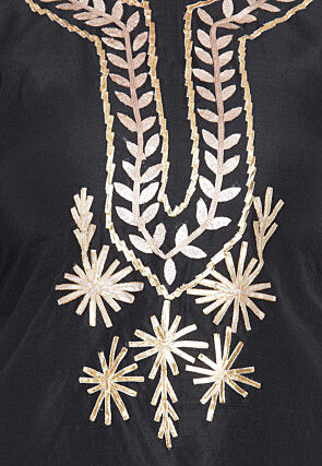 Gota Work Chanderi Silk Pakistani Suit in Black