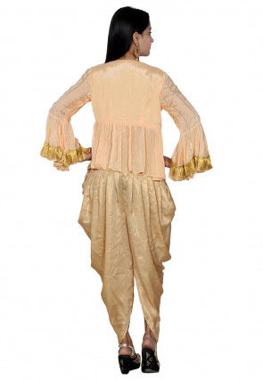 Gota Work Chinon Chiffon Peplum Style Top in Peach