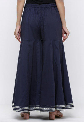 Gota work Cotton Sharara in Navy Blue