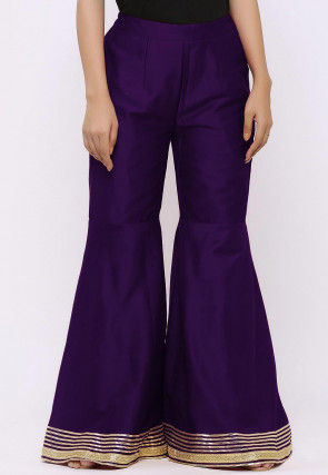 Gota work Cotton Silk Sharara in Purple