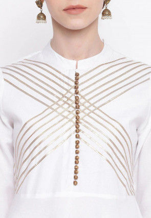 Gota Work Rayon Anarkali Kurta in White