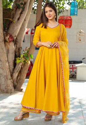 Gota Work Rayon Anarkali Suit in 