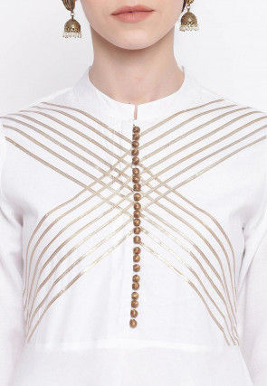 Gota Work Rayon Anarkali Suit in White