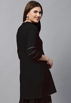 Gota Work Rayon Kurti in Black