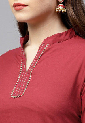 Gota Work Rayon Pakistani Suit in Maroon