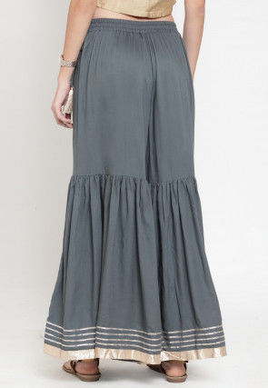 Gota Work Rayon Palazzo in Grey