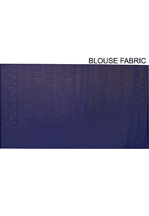 Half N Half Art Silk Embroidered Saree in Navy Blue and Yellow