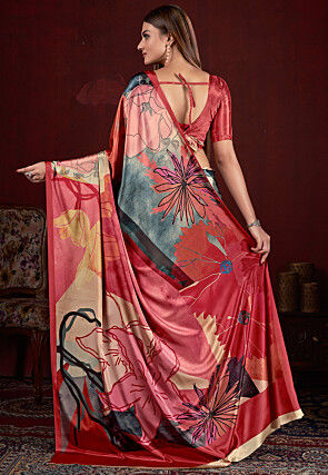 Half N Half Art Silk Saree in Grey and Pink