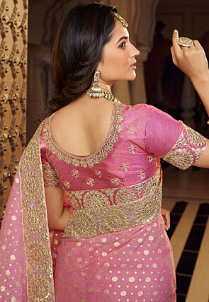 Half N Half Art Silk Saree in Light Pink