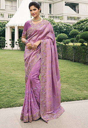 Half N Half Art Silk Saree in Light Purple