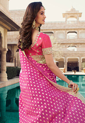 Half N Half Art Silk Saree in Pink