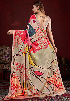 Half N Half Art Silk Saree in Purple and Beige