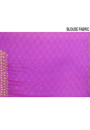 Half N Half Crepe Jacquard Saree in Yellow and Purple