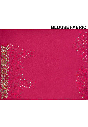 Half N Half Georgette Brasso Saree in Beige and Fuchsia