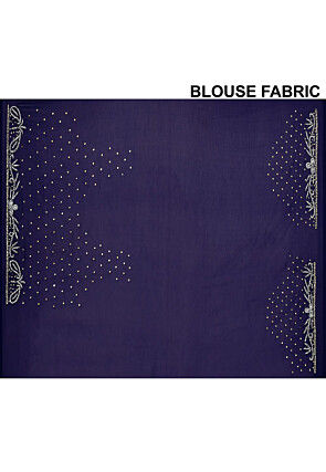 Half N Half Georgette Brasso Saree in Navy Blue and Blue