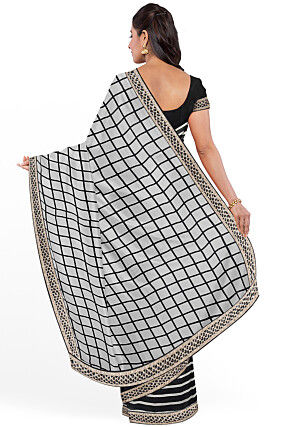 Half N Half Georgette Saree in Black