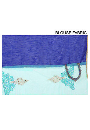 Half N Half Satin Chiffon Saree in Teal Blue