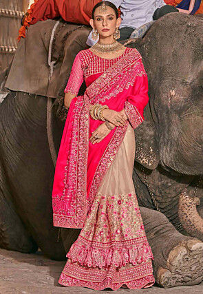 Pink Embroidered Border Art Silk Anmol Shades Designer Saree 1611 - Womenz  Fashion