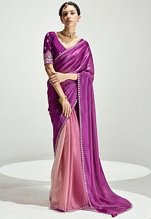 Half N Half Tissue Silk Saree in Purple