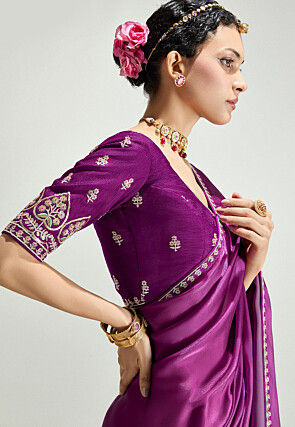 Half N Half Tissue Silk Saree in Purple